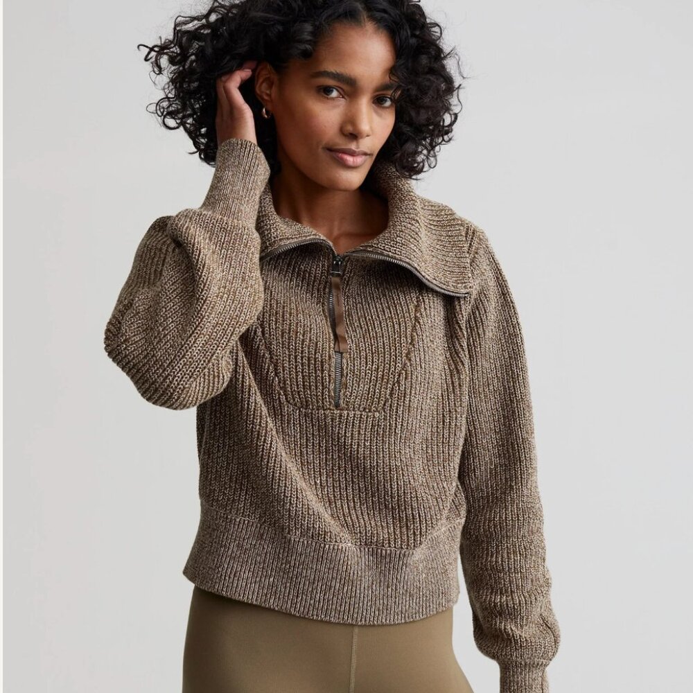 Varley Brown Half-Zip Sweater